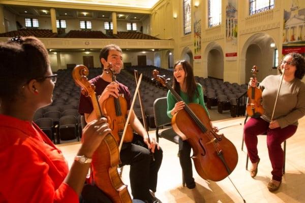 Student musicians rehearsing